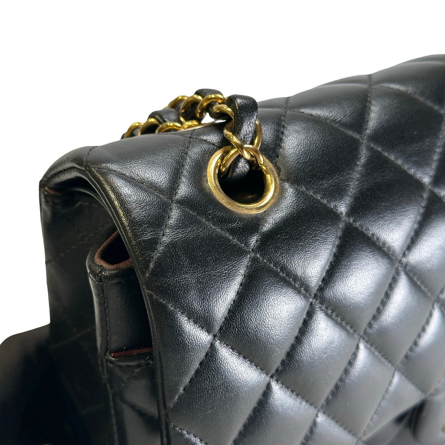 Used CHANEL Quilted Lambskin CF25 Shoulder Bag Black Gold