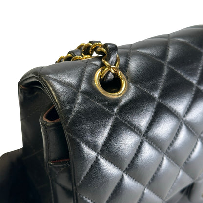 Used CHANEL Quilted Lambskin CF25 Shoulder Bag Black Gold