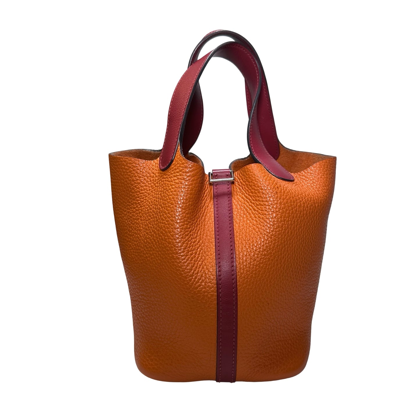 Used HERMES Picotin Handbag Orange Red PHW