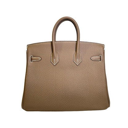 Used HERMES Togo Birkin 25 Handbag Etoupe Gold