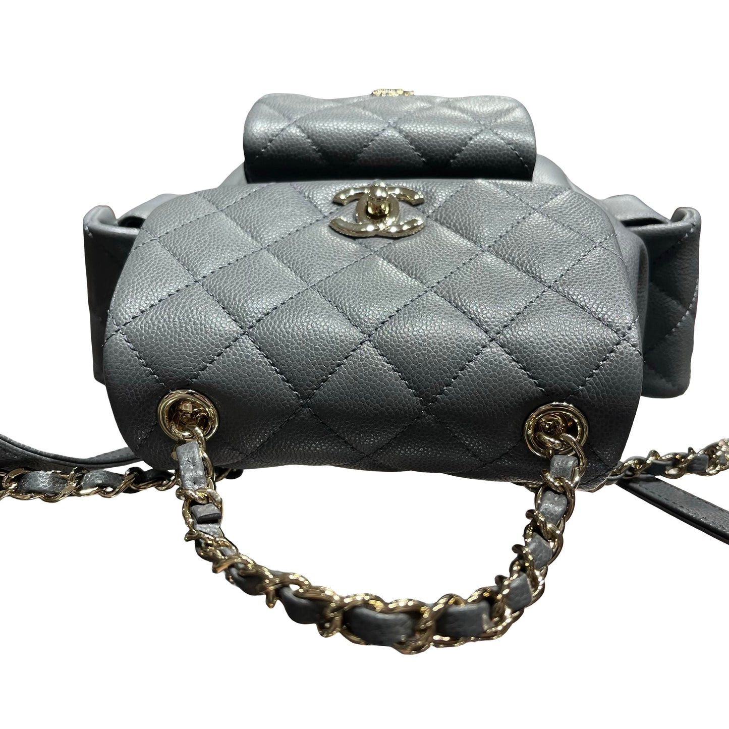 Used CHANEL Caviar Leather Small Duma Backpack Grey GHW