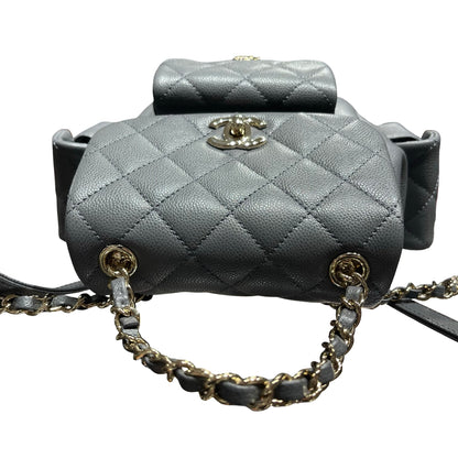 Used CHANEL Caviar Leather Small Duma Backpack Grey GHW