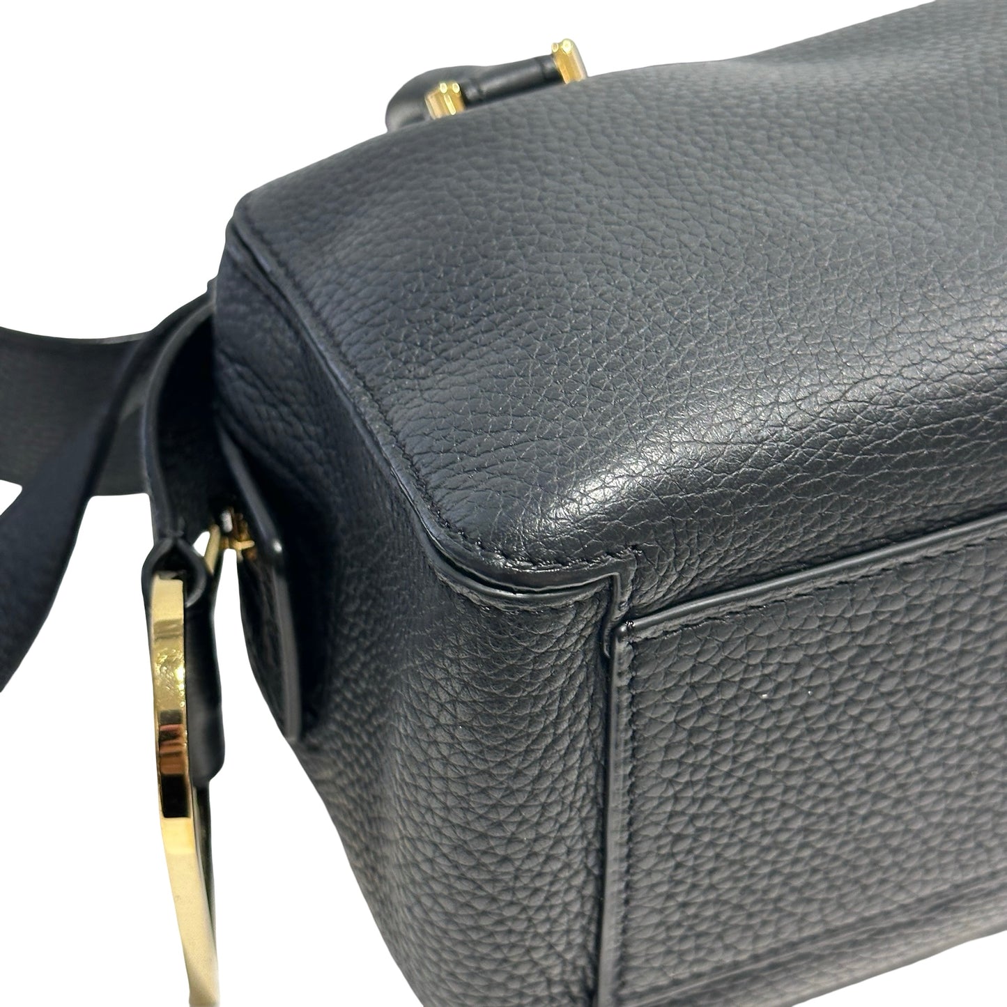 Used DELVAUX Leather Cool Box Handbag Black