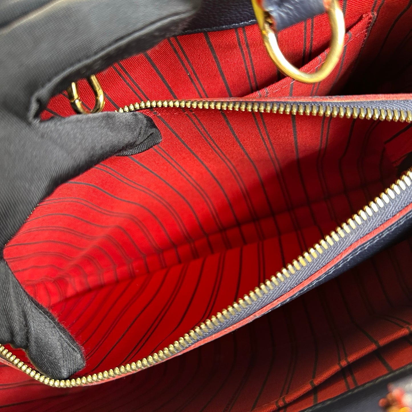 Used LOUIS VUITTON Monogram Empreinte Montaigne Handbag Black Red
