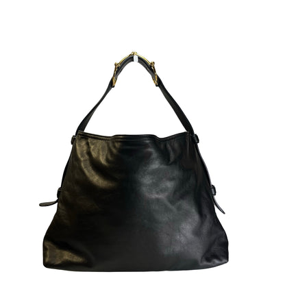 Used GUCCI Solid Medium Shoulder Shoulder Bag Black GHW