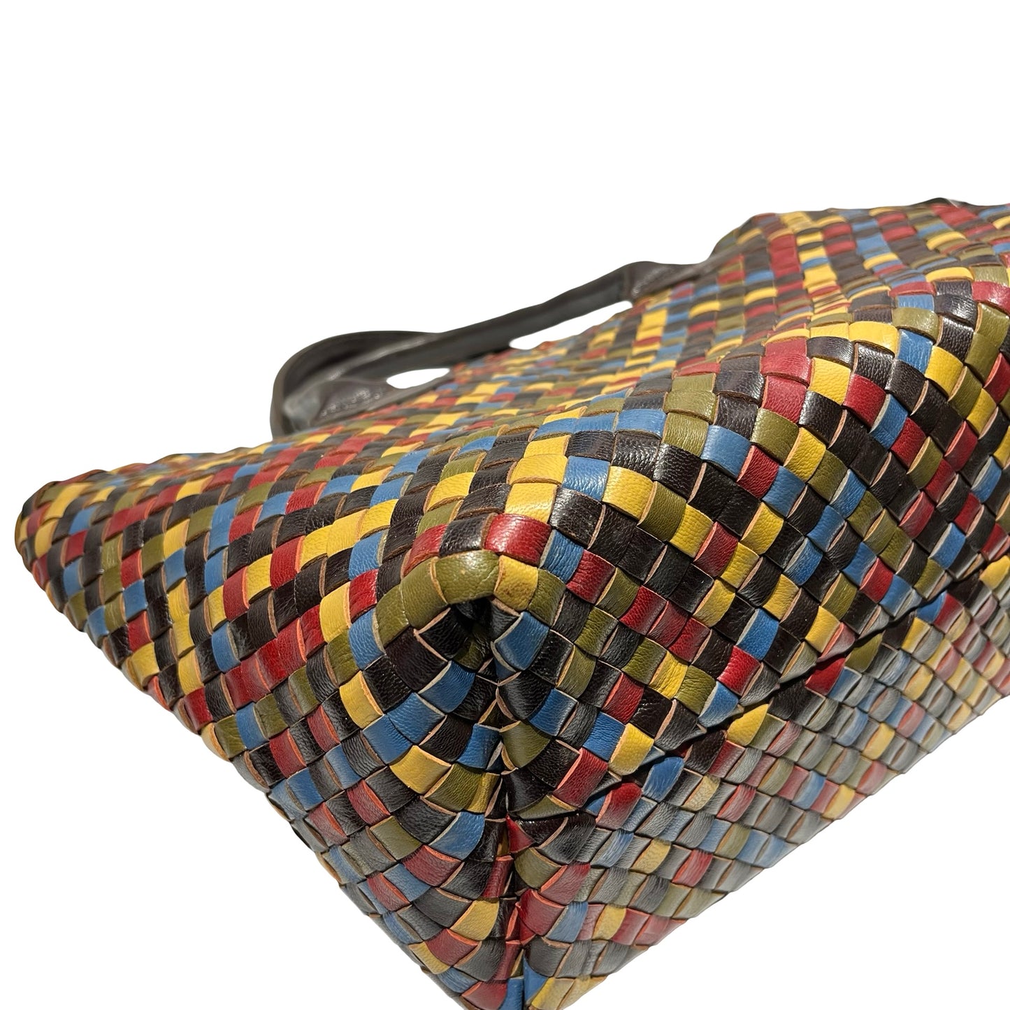 Used Bottega Veneta Calfskin Leather Handbag Multicolor GHW