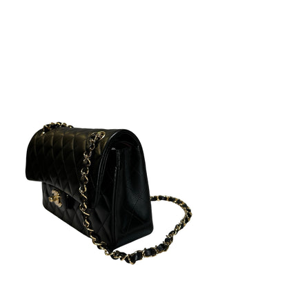Brand New CHANEL Quilted Lambskin Classic Flap Chain Shoulder Bag Black GHW