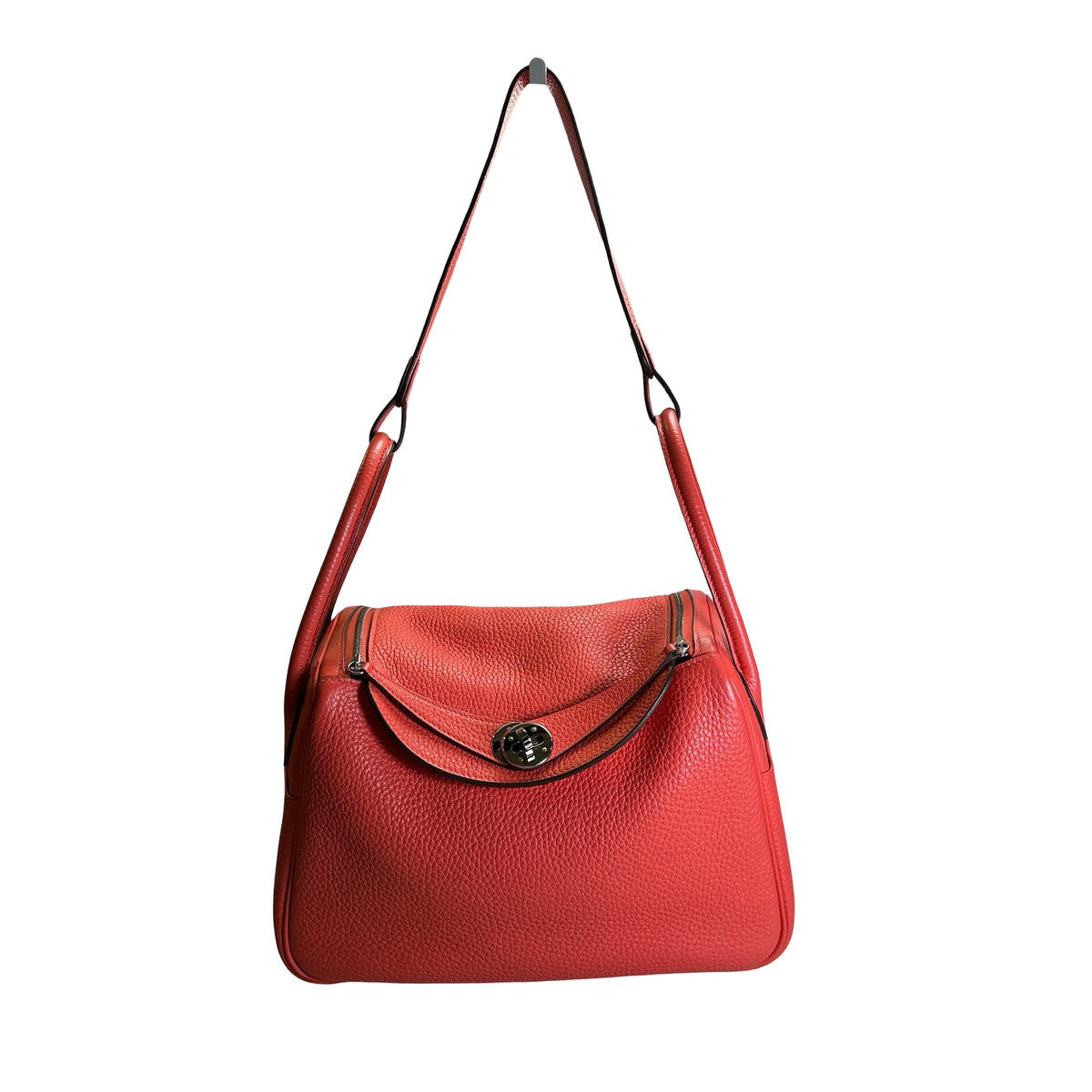 Used HERMES Clemence Lindy Handbag Pink