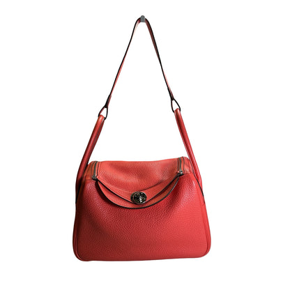 Used HERMES Clemence Lindy Handbag Pink