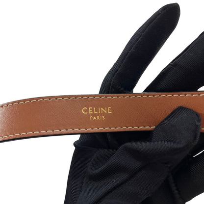 Used CÉLINE Ava Medium Shoulder Bag Brown White GHW