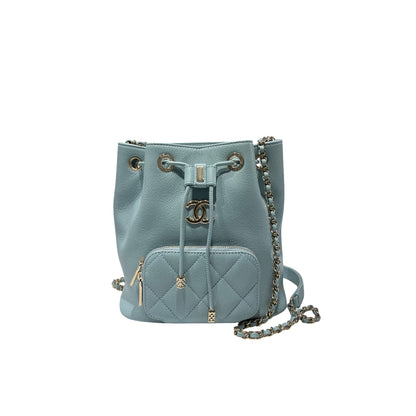 Used CHANEL Cross Body Bag Blue GHW