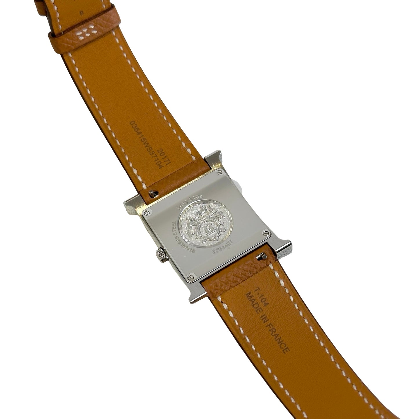 Brand New HERMES Leather H Watch Watch Brown Silver White