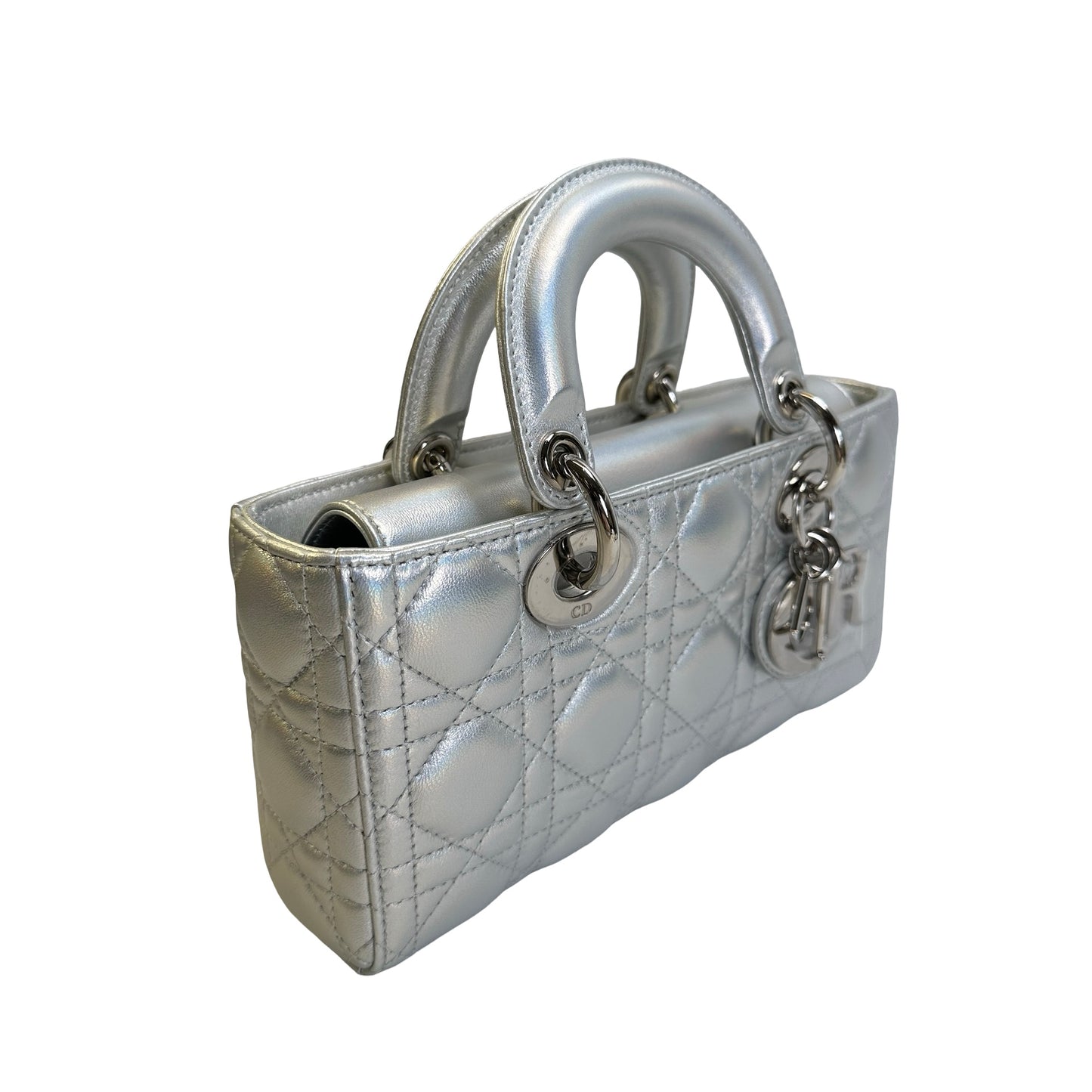 Used DIOR Cannage Lady D-Joy Handbag Silver