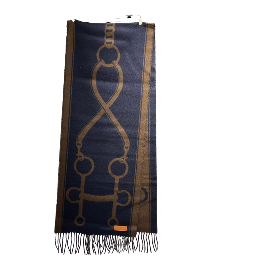 New HERMÈS Cashmere Scarf Scarf Navy Brown
