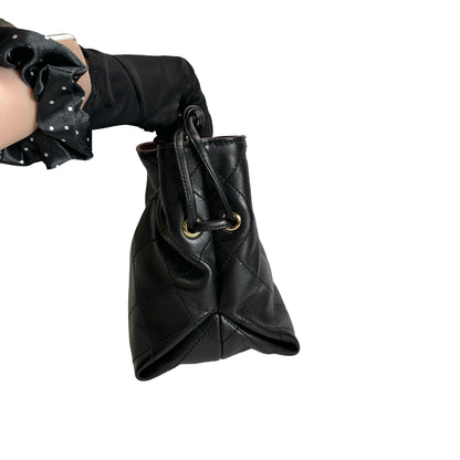 Brand New CHANEL Quilted Leather Gabrielle Hobo Bucket Bag Black Gold