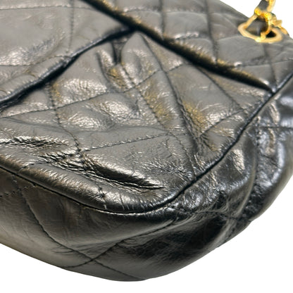 Used CHANEL Quilted Leather Quilted Bag Chain Shoulder Bag Black
