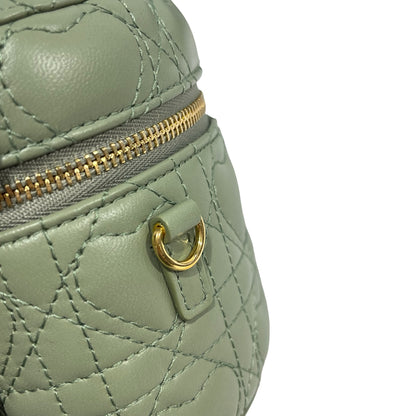 Used DIOR Cannage Lambskin Lady Dior Micro Vanity Case Vanity case Green GHW