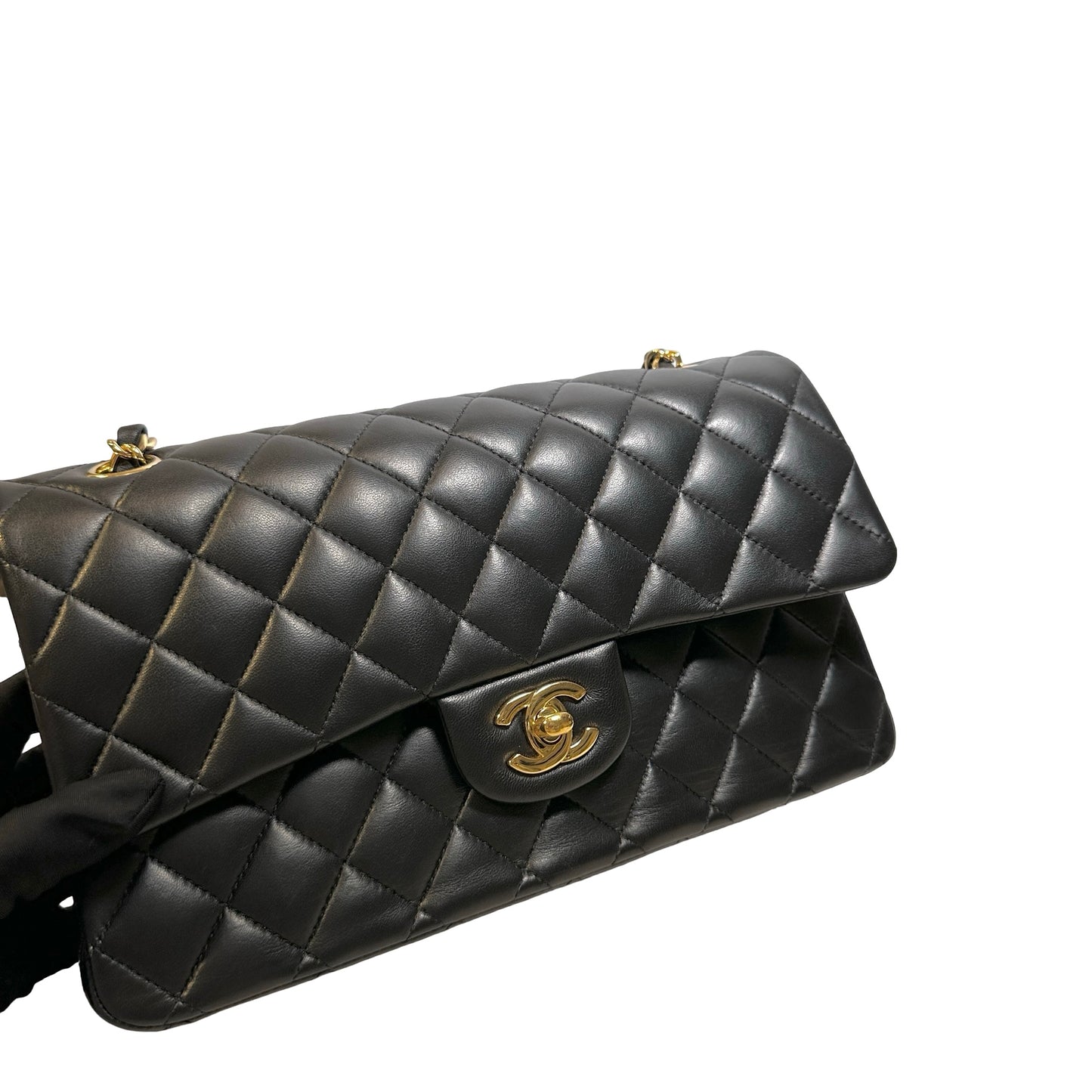 Used CHANEL Lambskin CF25 Shoulder Bag Black