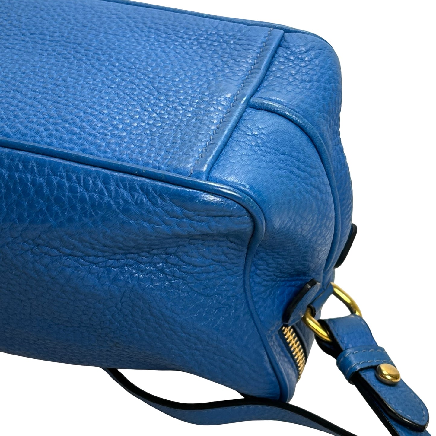 Used PRADA Vitello Phenix Leather Vittelo Phenix Camera Bag Camera Bag Blue