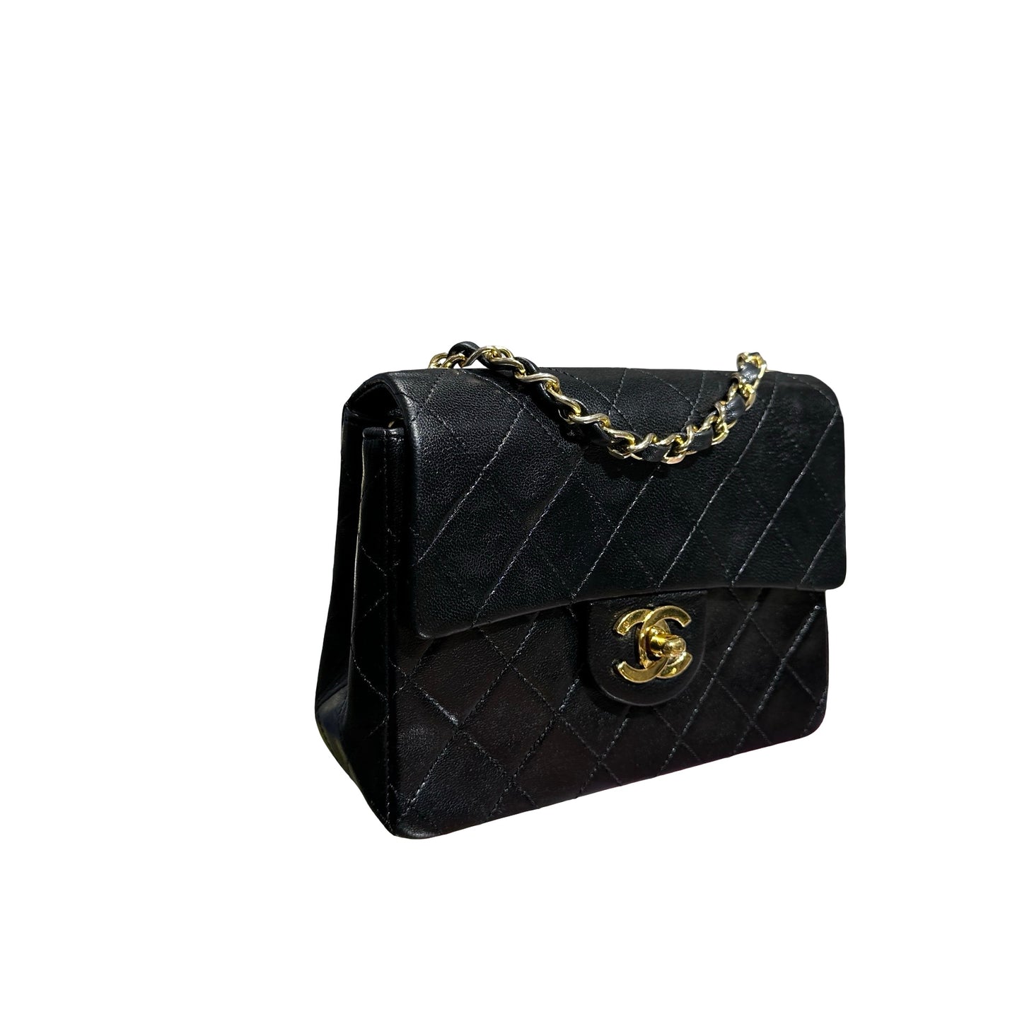 Used Chanel Vintage Mini Flap 17cm Shoulder Bag Black GHW