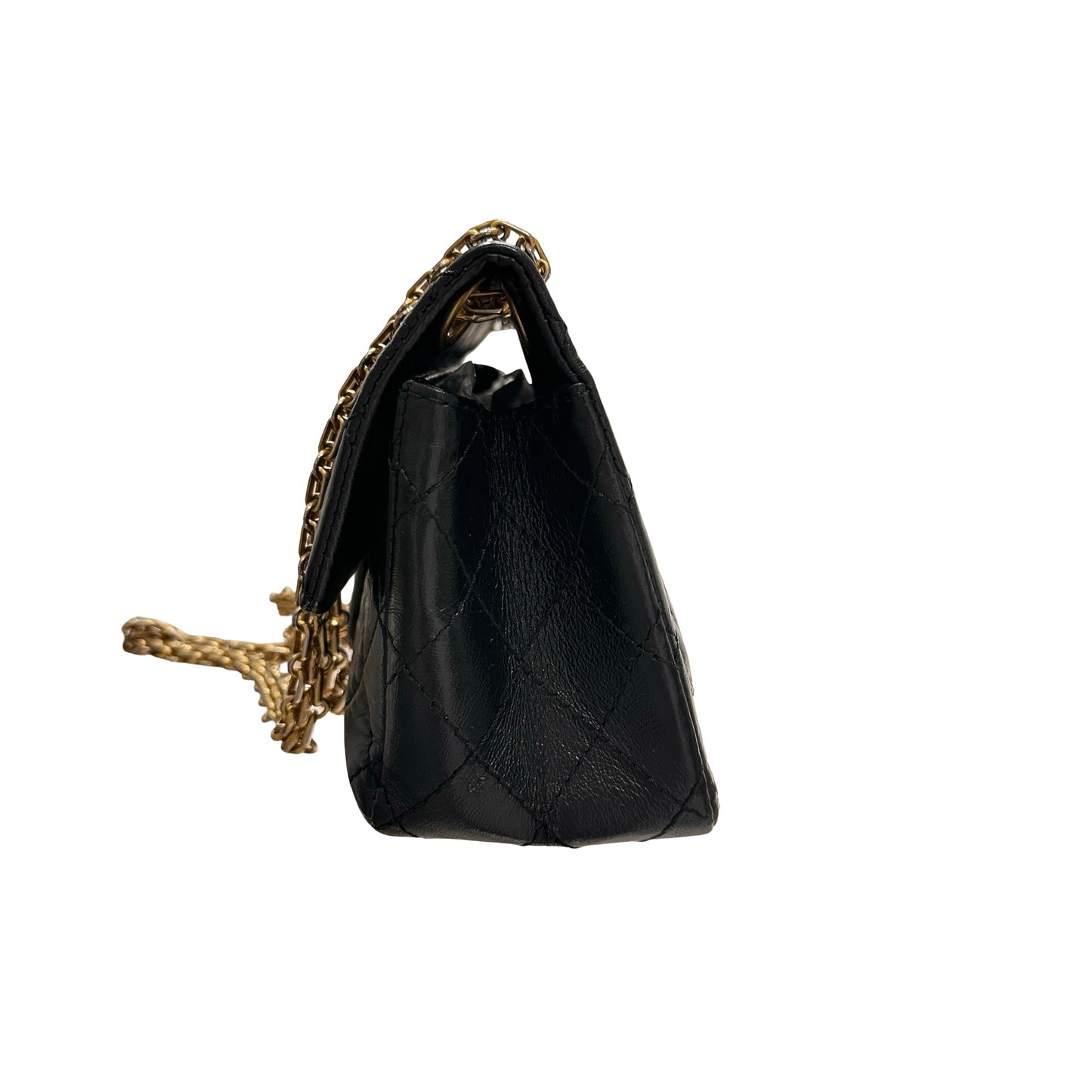 Used CHANEL Calfskin Leather Mini 2.55 Shoulder Bag Black