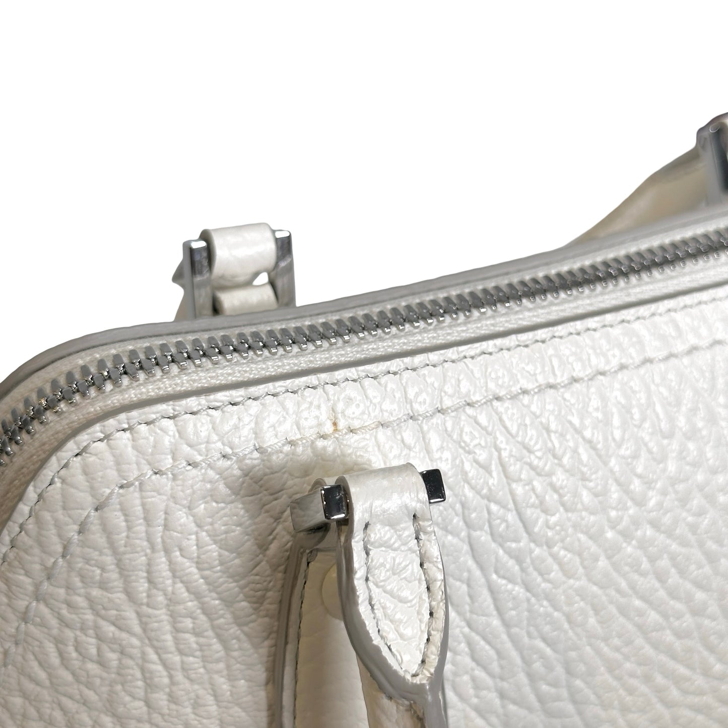 Used MAISON MARGIELA Textured Leather 5AC Classique Mini Bag Handbag White PHW