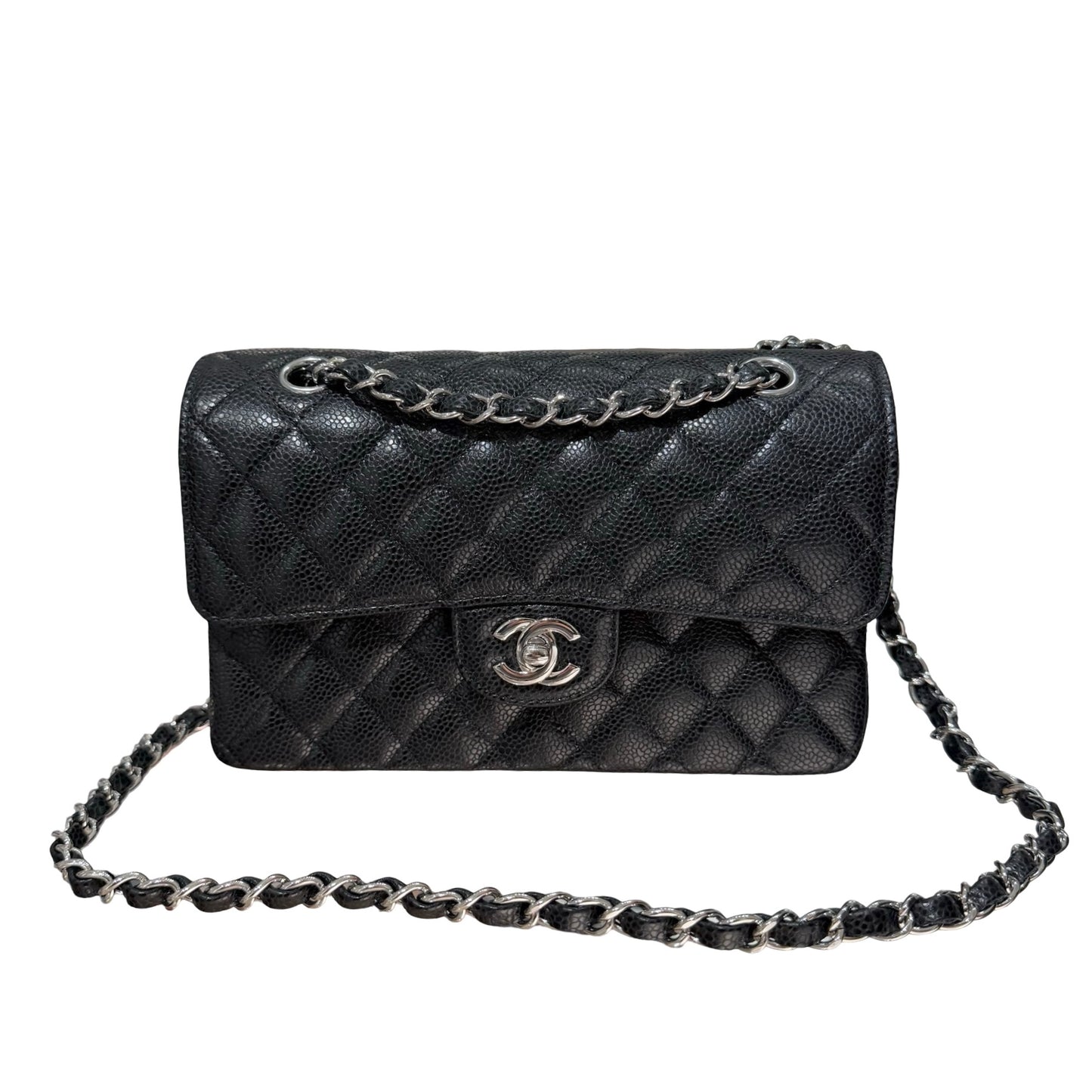 Used CHANEL Calfskin Leather CF 23 Shoulder Bag Black PHW