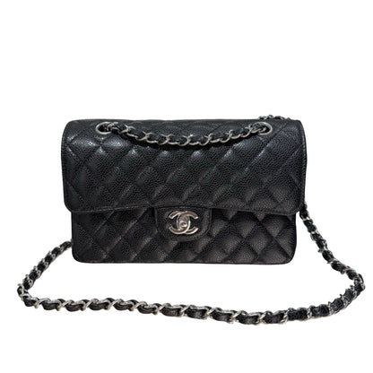 Used CHANEL Calfskin Leather CF 23 Shoulder Bag Black PHW