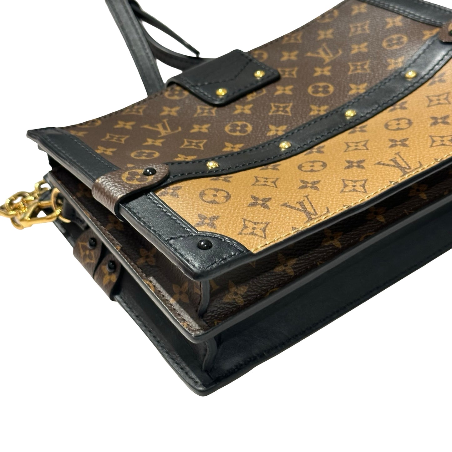 Used LOUIS VUITTON Monogram Reverse Trunk Clutch Brown Black GHW