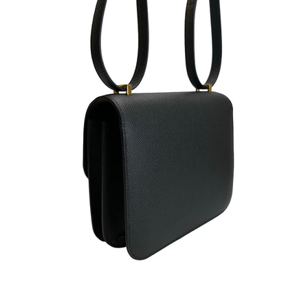Brand New HERMES Epsom Mini Constance Cross body bag Black Gold