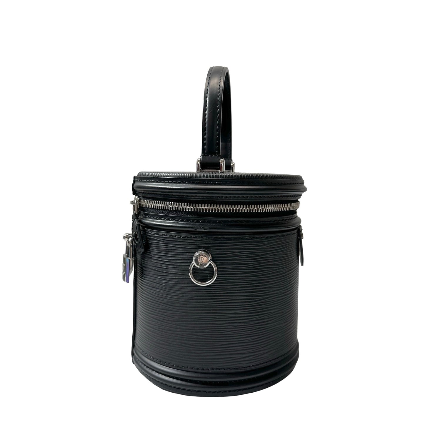 Used LOUIS VUITTON Calfskin Leather Epi Black Back Bucket Bag PHW Black