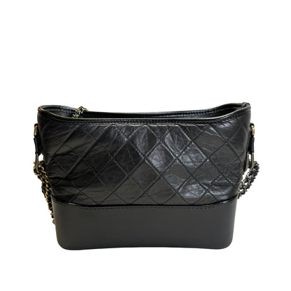 Used CHANEL Quilted Calfskin Gabrielle Hobo Shoulder Bag Black