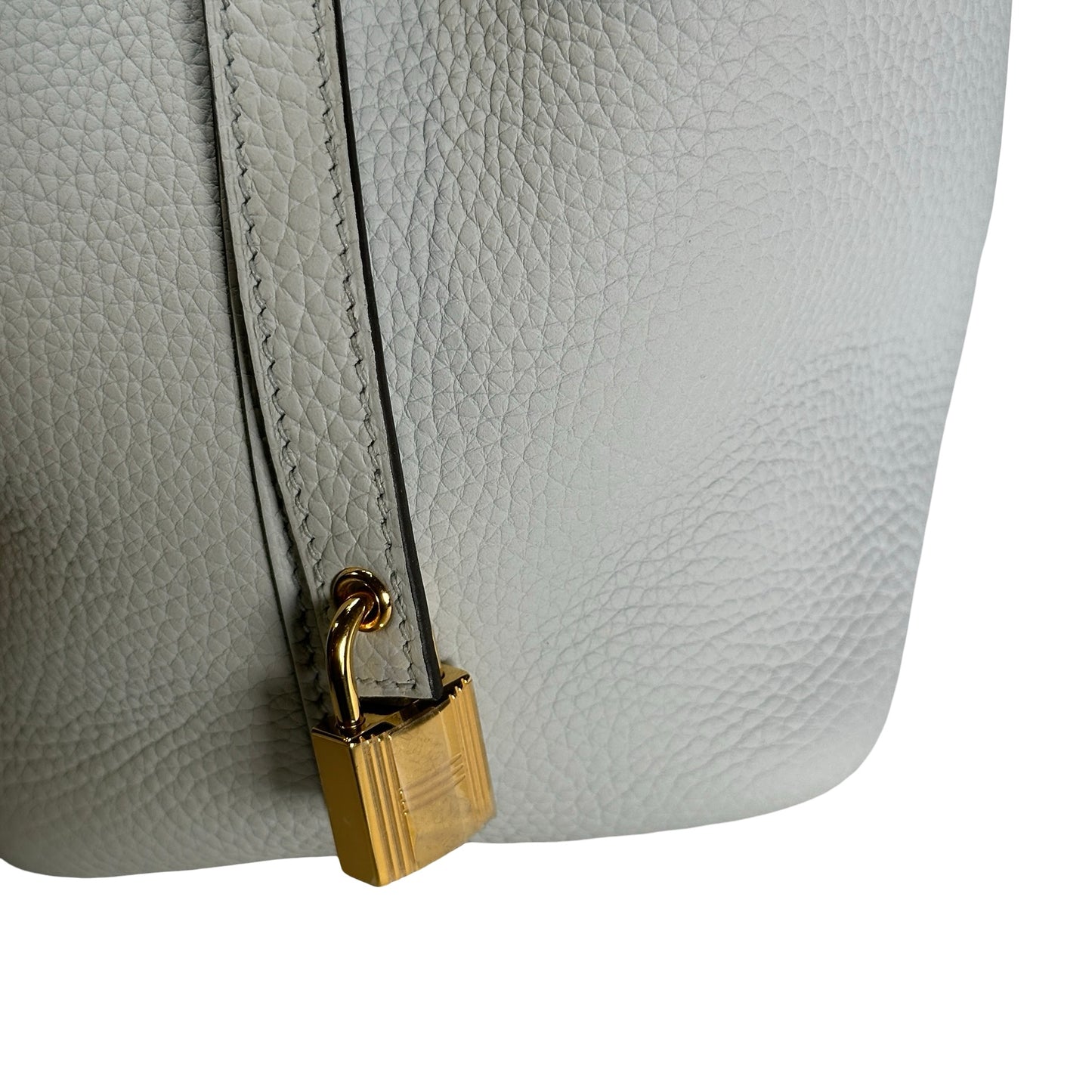 Used HERMES Clemence Picotin Lock Bucket Bag Blue GHW