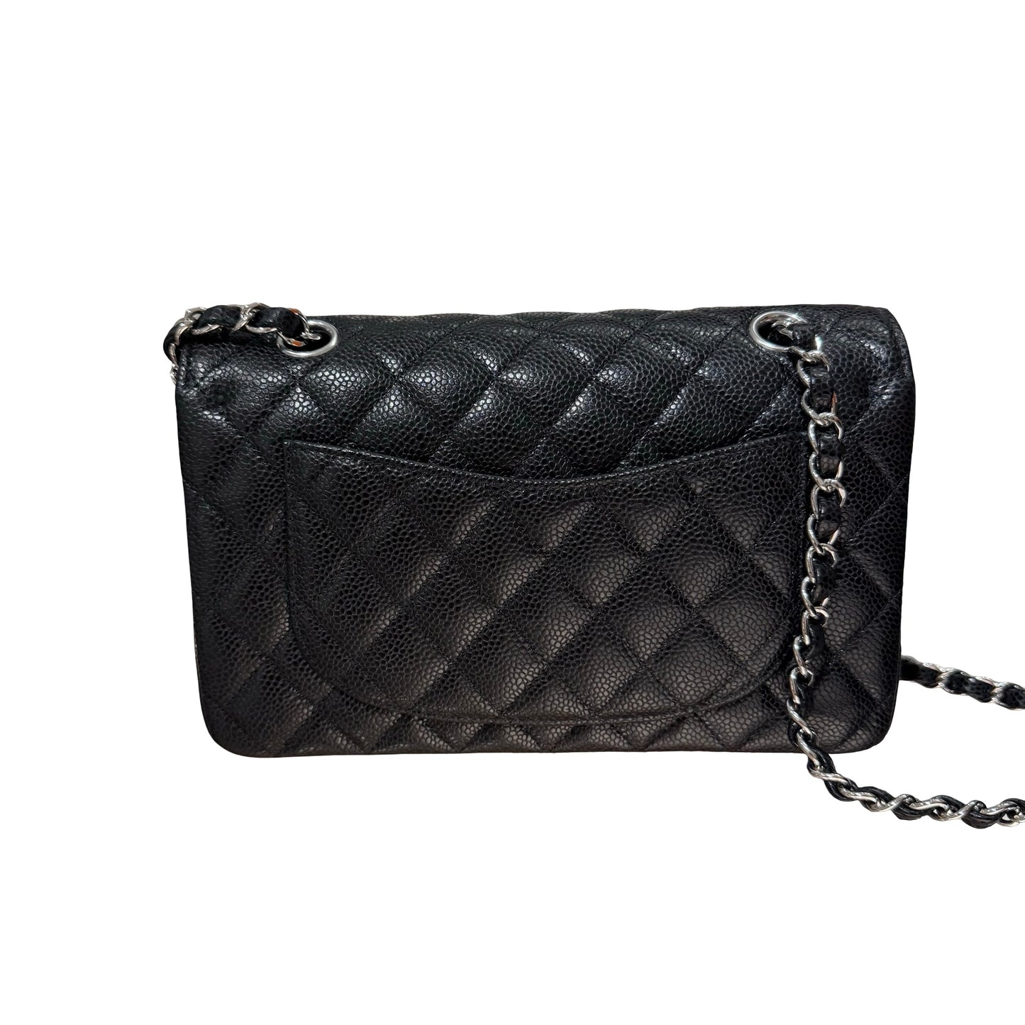 Used CHANEL Calfskin Leather CF 23 Shoulder Bag Black PHW