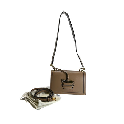 Used LOEWE Calfskin Barcelona Crossbody Bag Brown GH