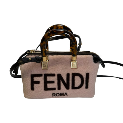Used FENDI Fur Fendi Roma Logo By The Way Handbag Beige Black