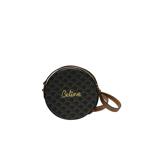 Used CÉLINE Canvas Cross Body Bag Brown GHW