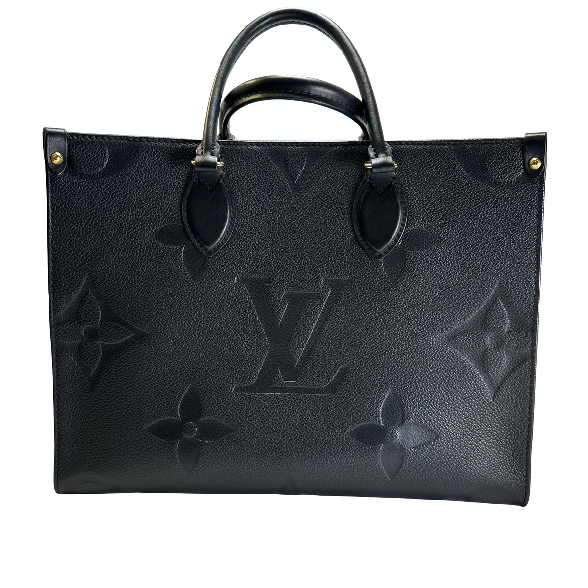Used LOUIS VUITTON Monogram Empreinte On The Go MM Tote Bag Black GHW