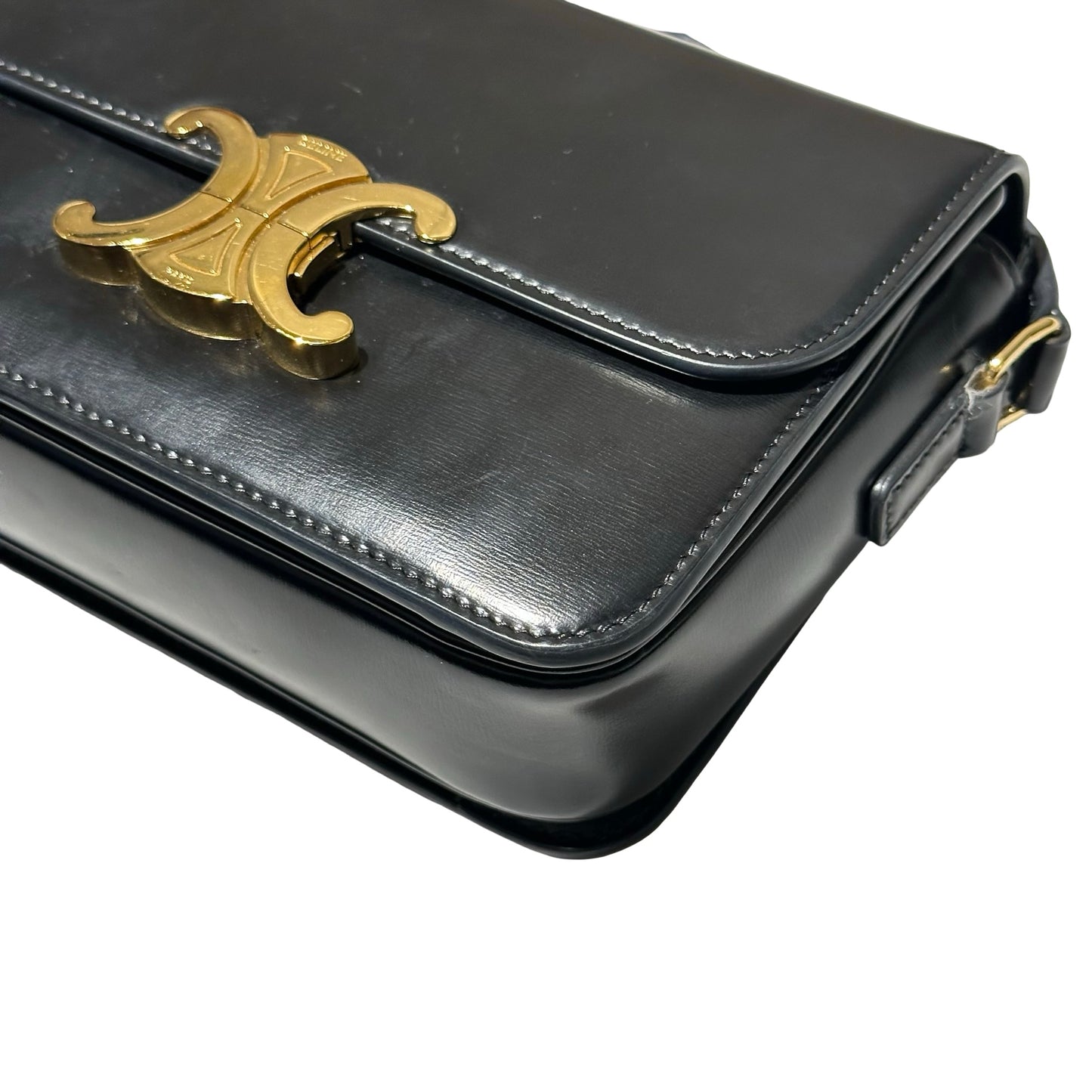 Used CÉLINE Trimphe Teen Cross Body Bag Black GHW