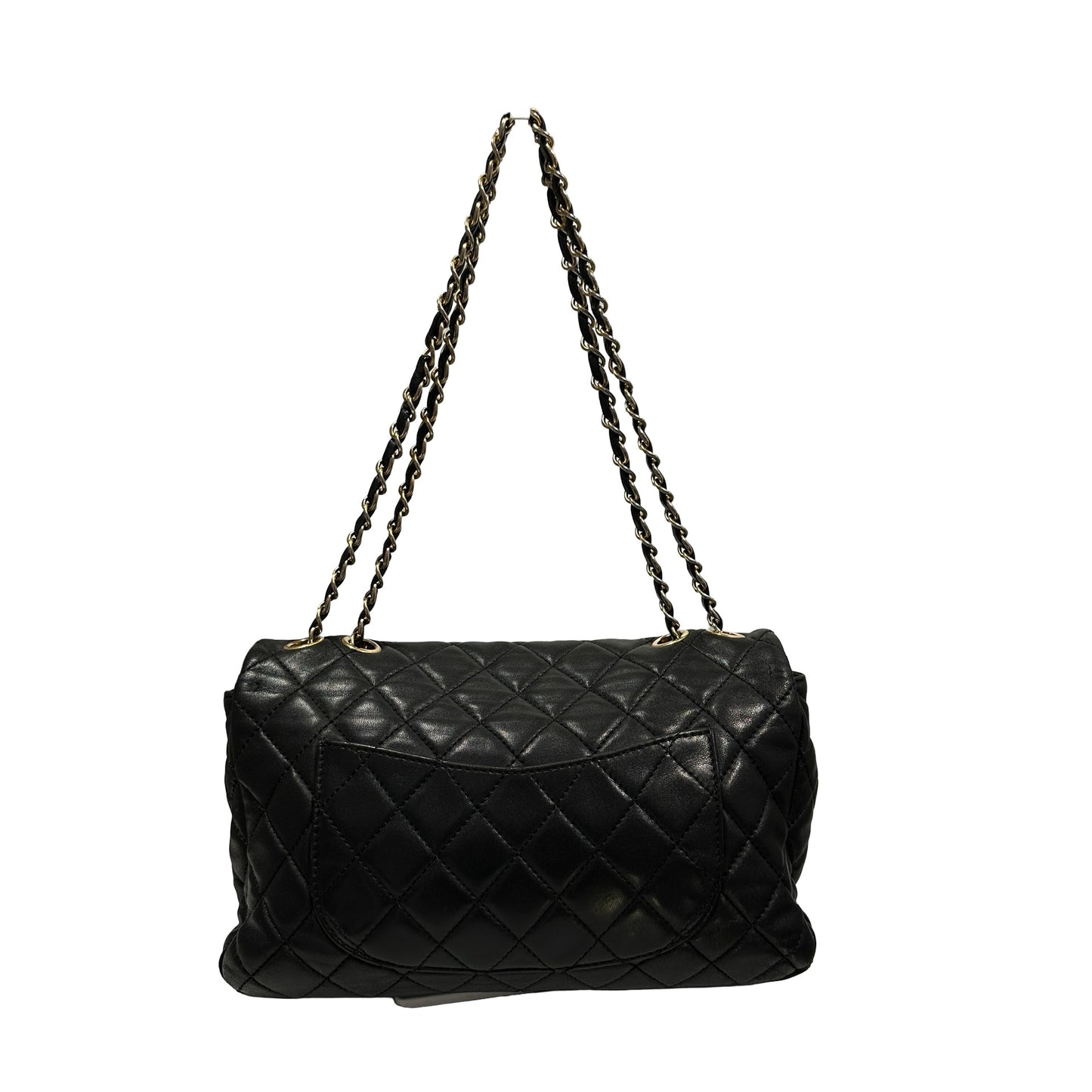 Used Chanel Lambskin Leather FLAP Shoulder Bag Black GHW