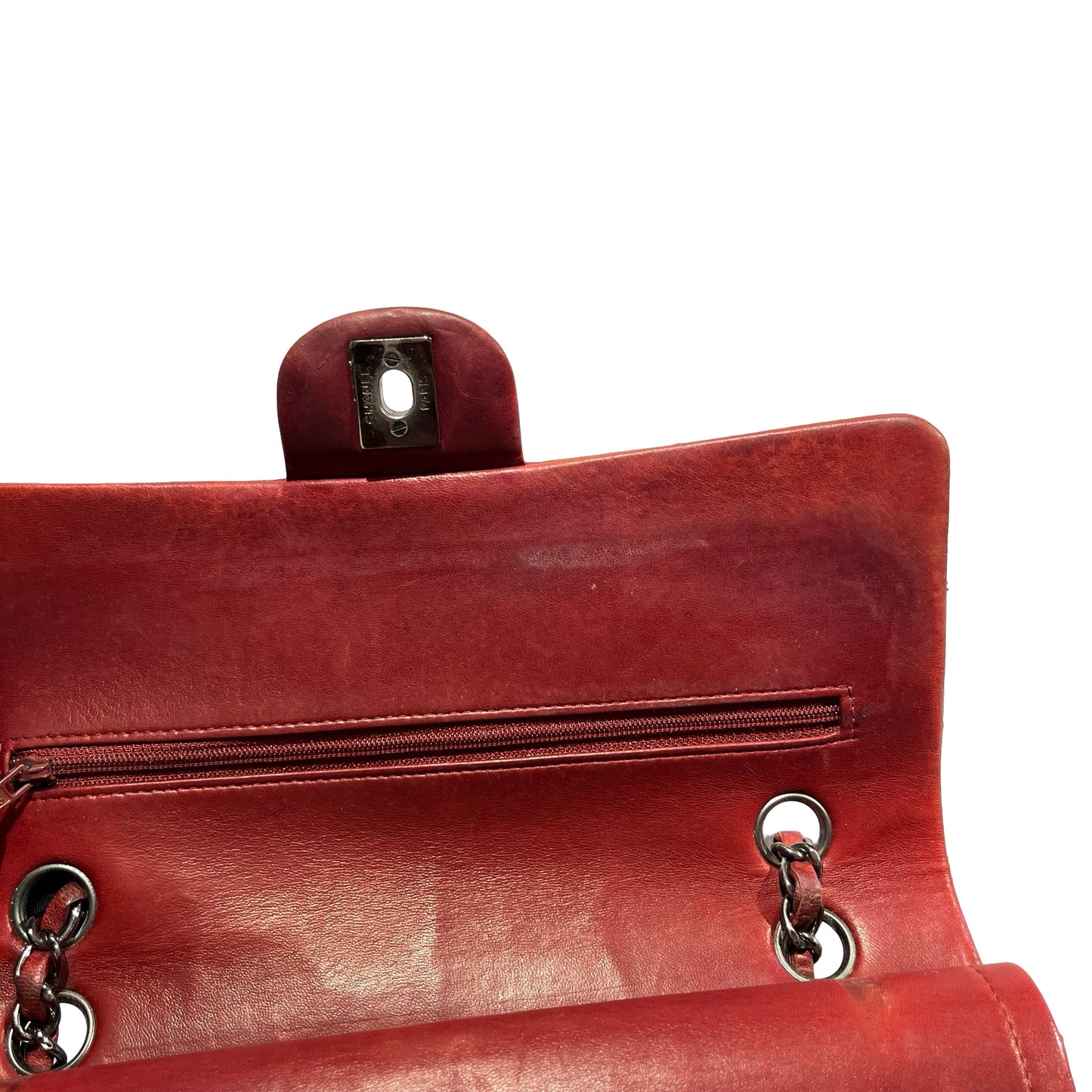 Used CHANEL Quilted Classic Flap Chain Shoulder Bag Red