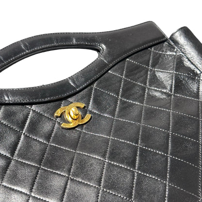 Used CHANEL Lambskin Leather Vintage 31 Small Handbag Black GHW