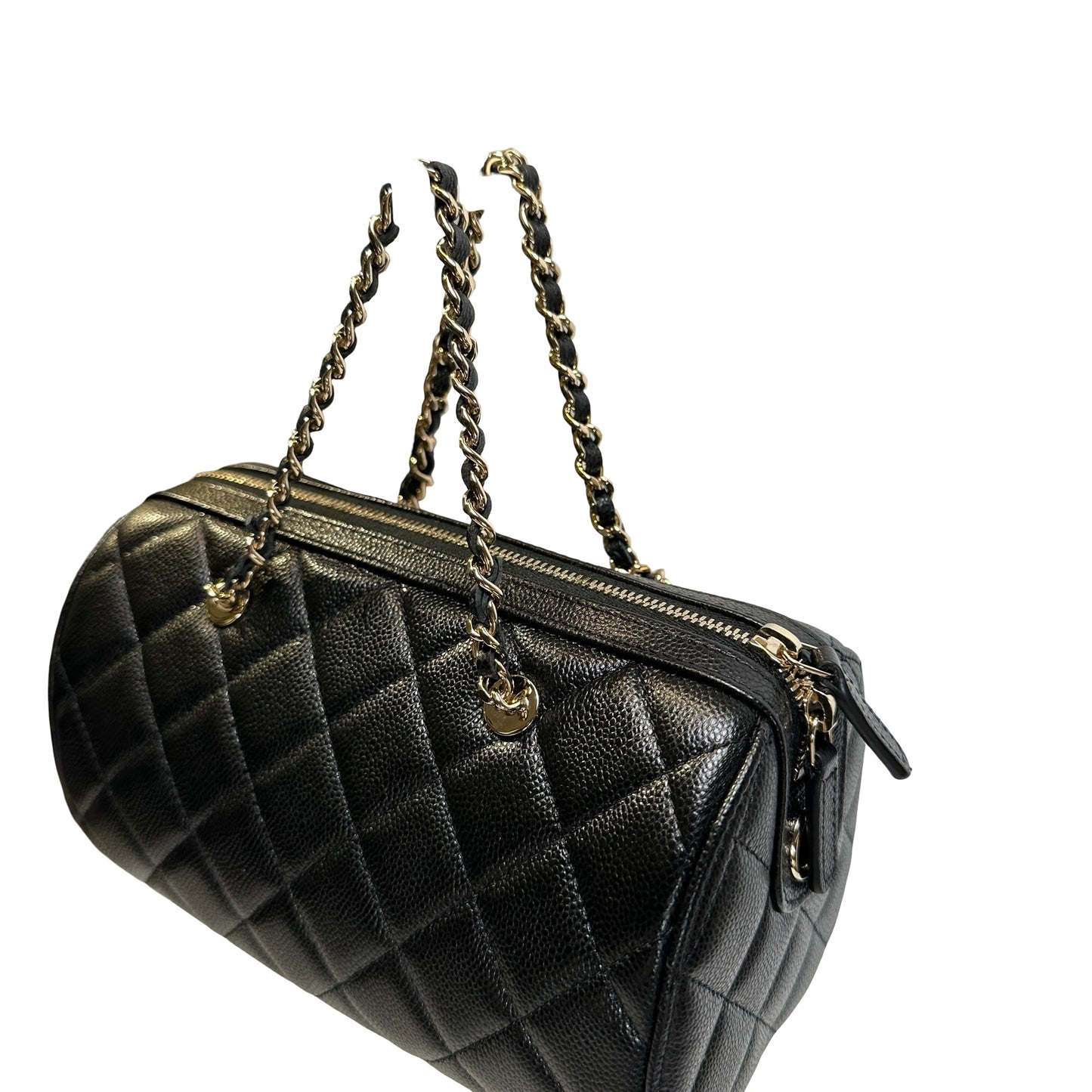 Used CHANEL Quilted Caviar leather Caviar Vanity Case Vanity case Black Gold