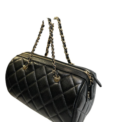 Used CHANEL Quilted Caviar leather Caviar Vanity Case Vanity case Black Gold