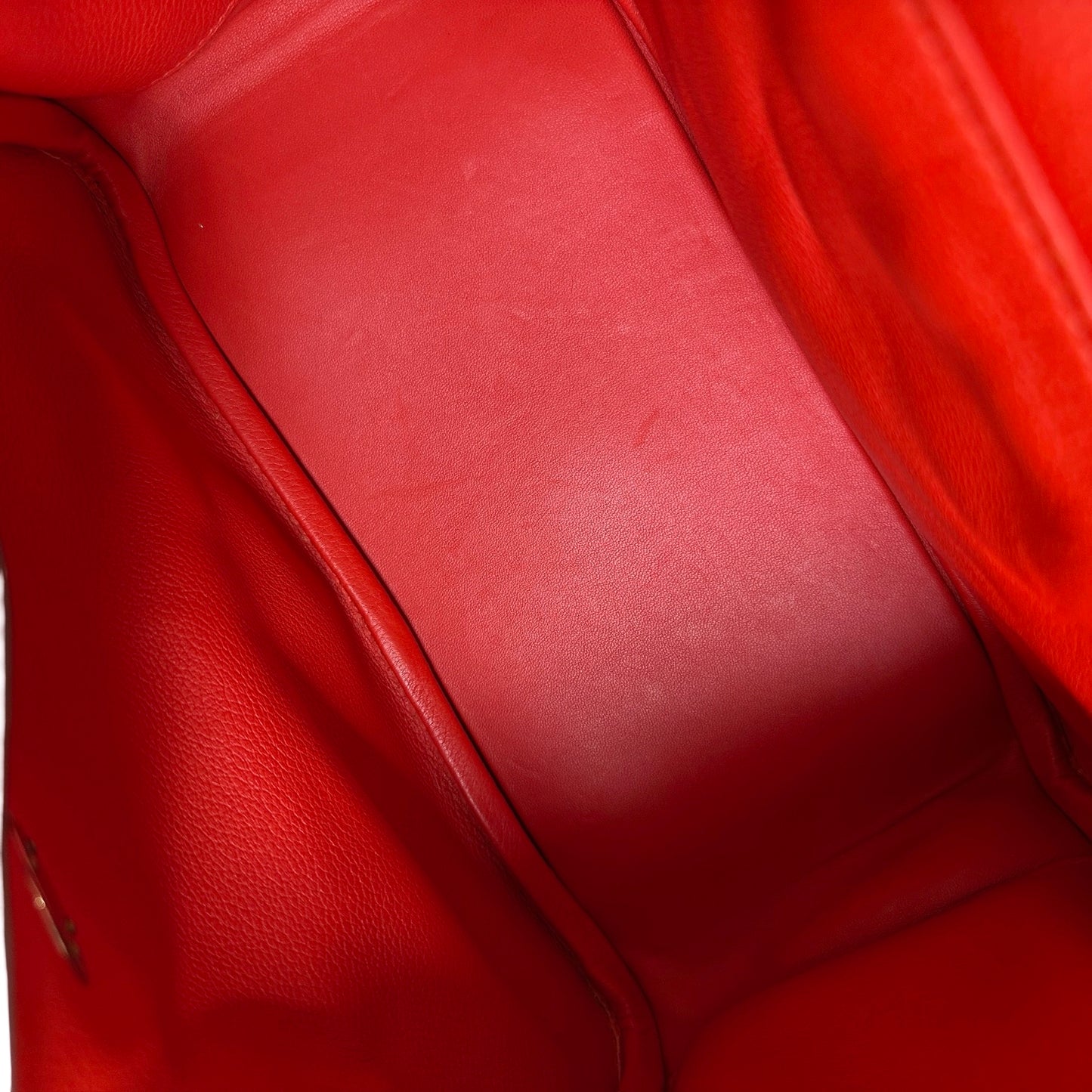 Used HERMES Clemence Lindy 26 Handbag Red PHW
