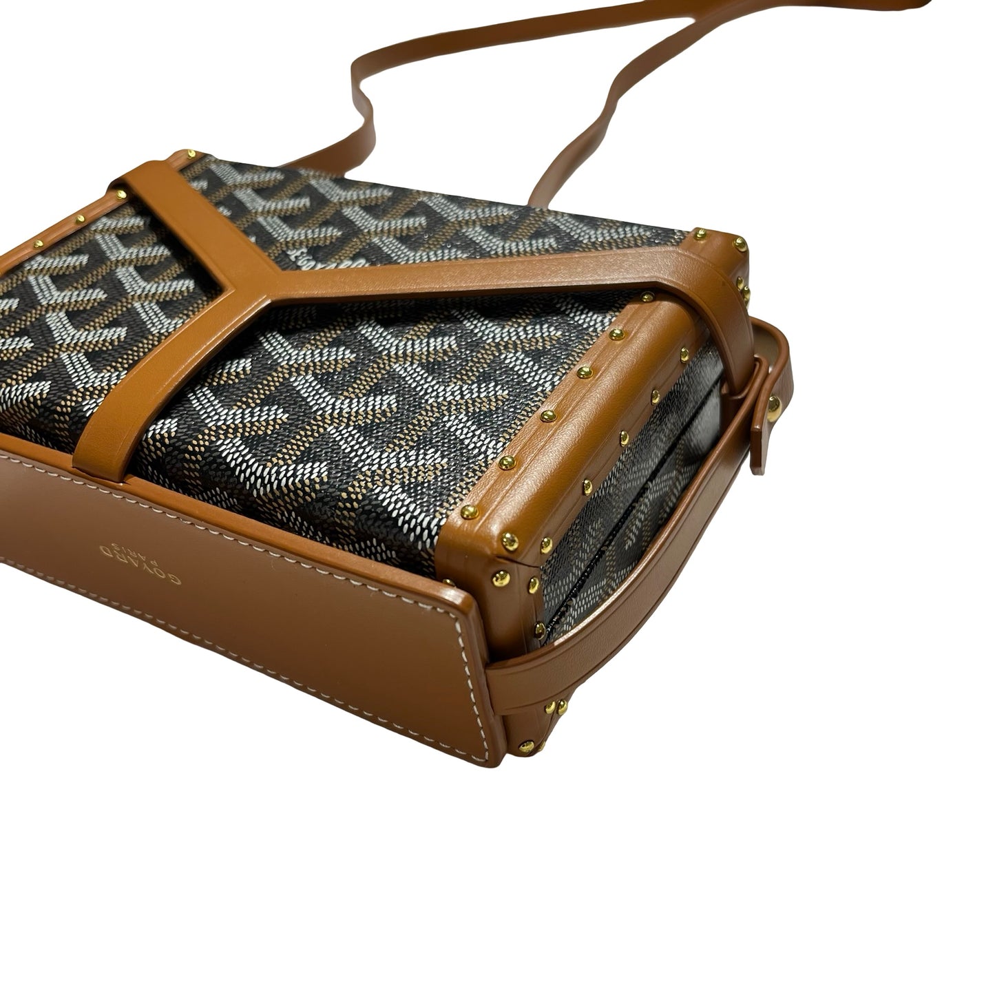 Used GOYARD Goyardine Minaudiere Crossbody Bag Black Brown