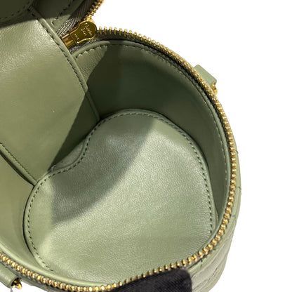 Used DIOR Cannage Lambskin Lady Dior Micro Vanity Case Vanity case Green GHW