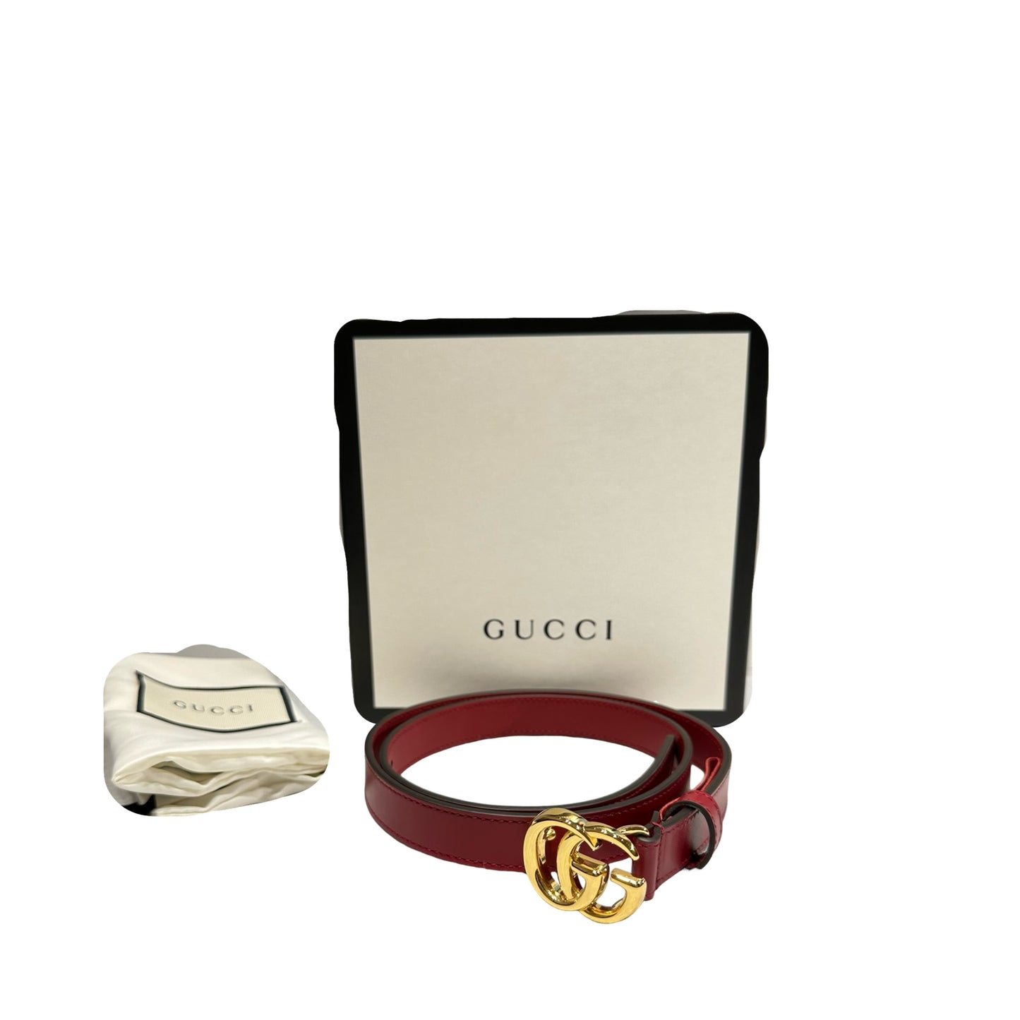 Unused GUCCI Belt Red GHW