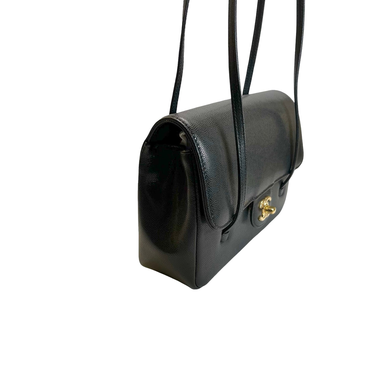 Used CHANEL Caviar Leather Shoulder Bag Shoulder Bag Black