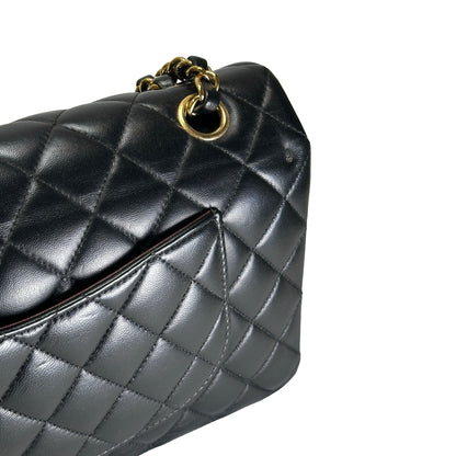 Used CHANEL Quilted Lambskin CF25 Shoulder Bag Black Gold